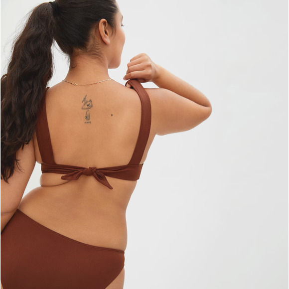 Everlane Womens The Triangle Bikini Top Medium Swimwear Brown NWT - Picture 3 of 9